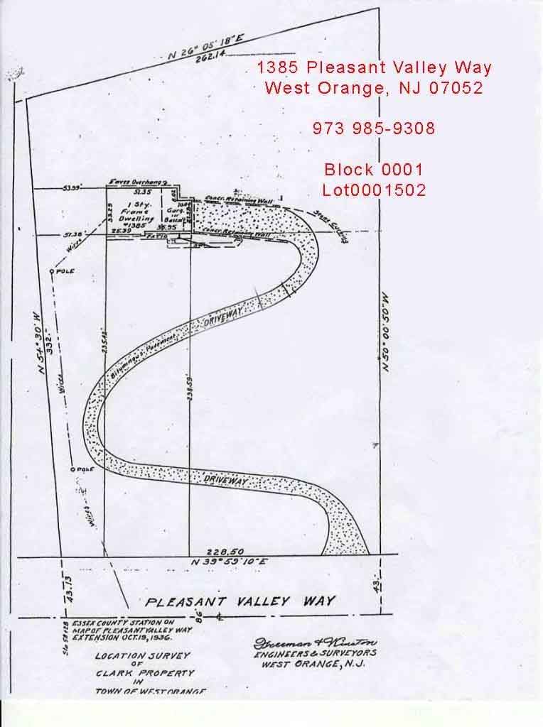 1385 Pleasant Valley Way, West Orange, NJ 07052 - Survey - Land For Sale NJ